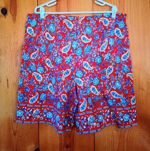 NWOT Aileen Floral Paisley Red and Blue Women's Knit Cotton Shorts